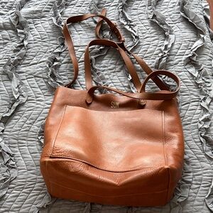 Madewell Sun Embossed Brown Leather Tote